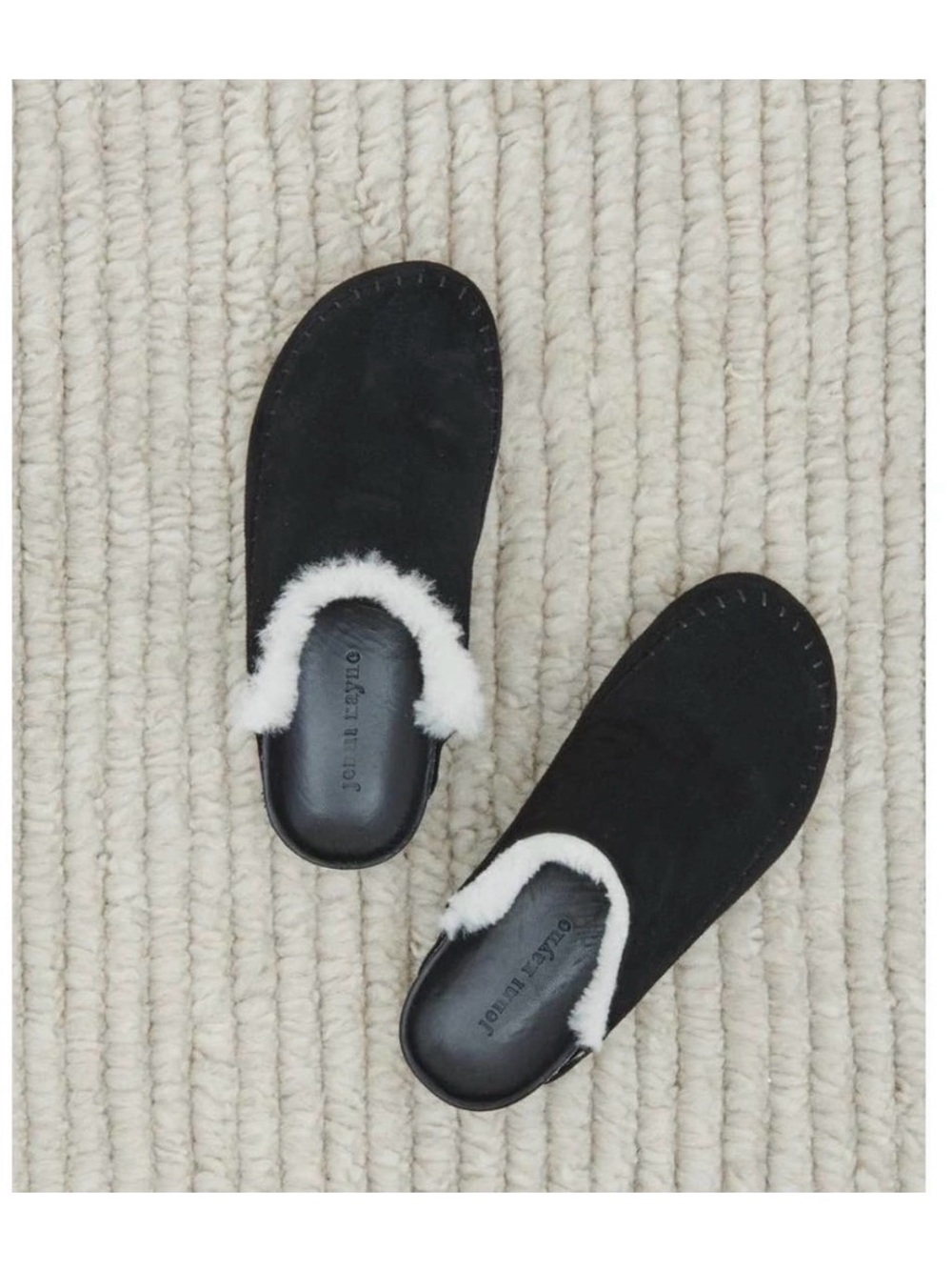 Jenni Kayne Shearling-Lined Black Suede Moc Clogs - Size EU 37 / US 7